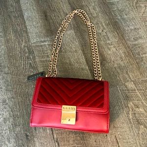 Guess Red Sophie Velvet Purse NWT